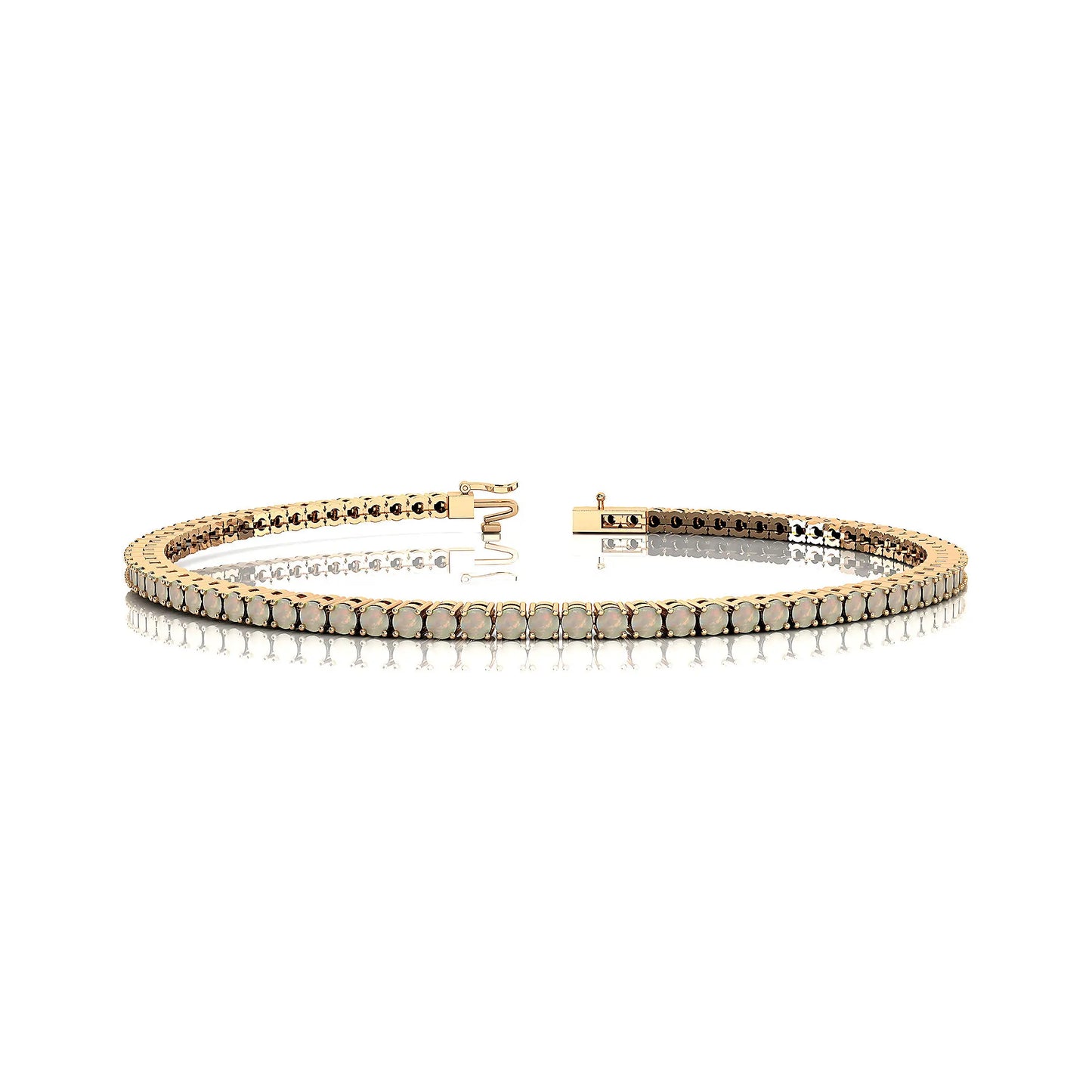 New Design 14k Solid Gold Natural Ethiopian Opal Tennis Chain Bracelets Women Gift Party Direct Wholesale Fine Jewelry