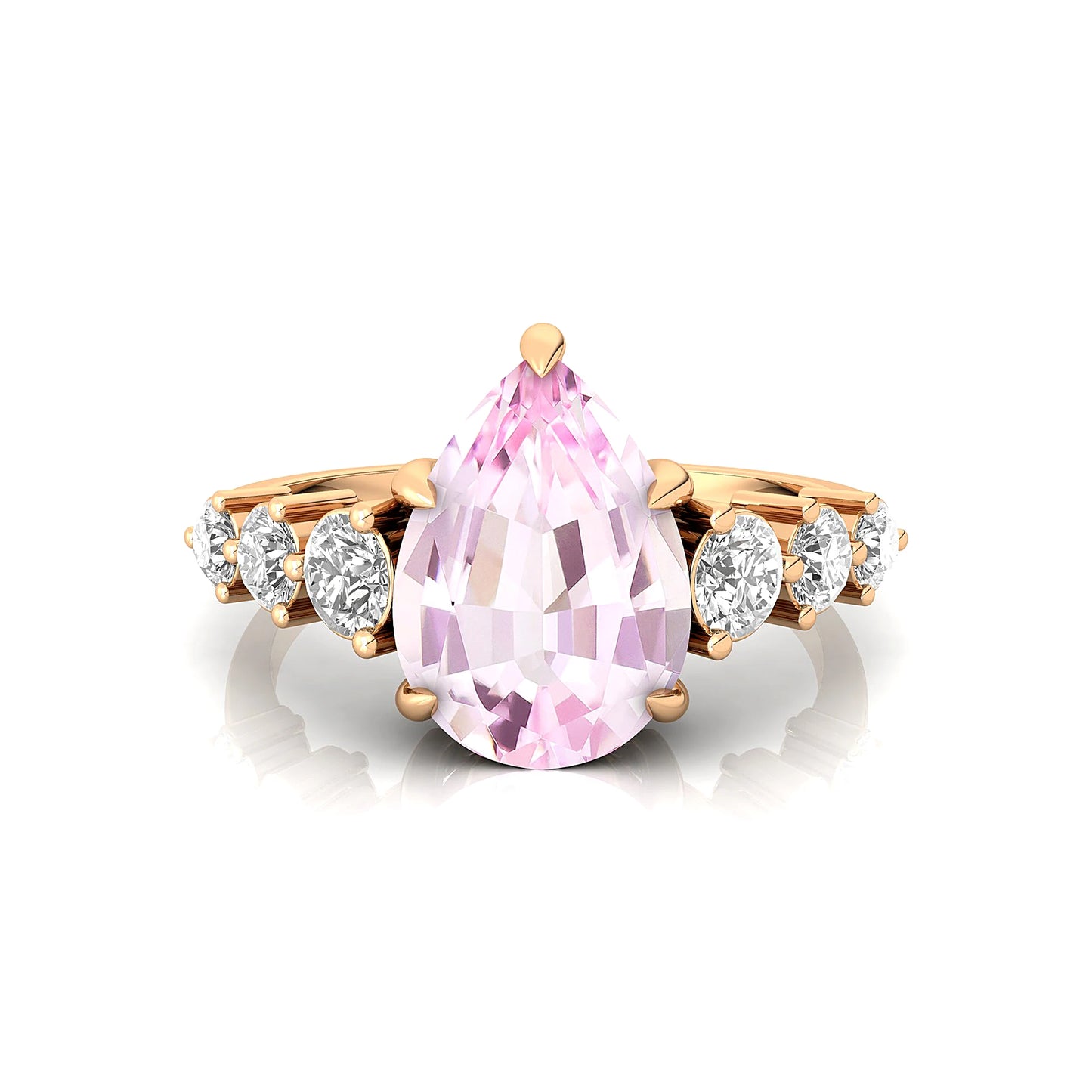 Natural June Birthstone Precious Morganite Gemstone Cluster Rings 14k Solid Gold Natural Certified Diamond Classic Party Jewelry