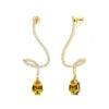 Lab Yellow Sapphire and Real Diamonds Dangling Drop Earrings OEM Vintage Style Cut Solid Gold Fine Jewelry Bridal Party Gift