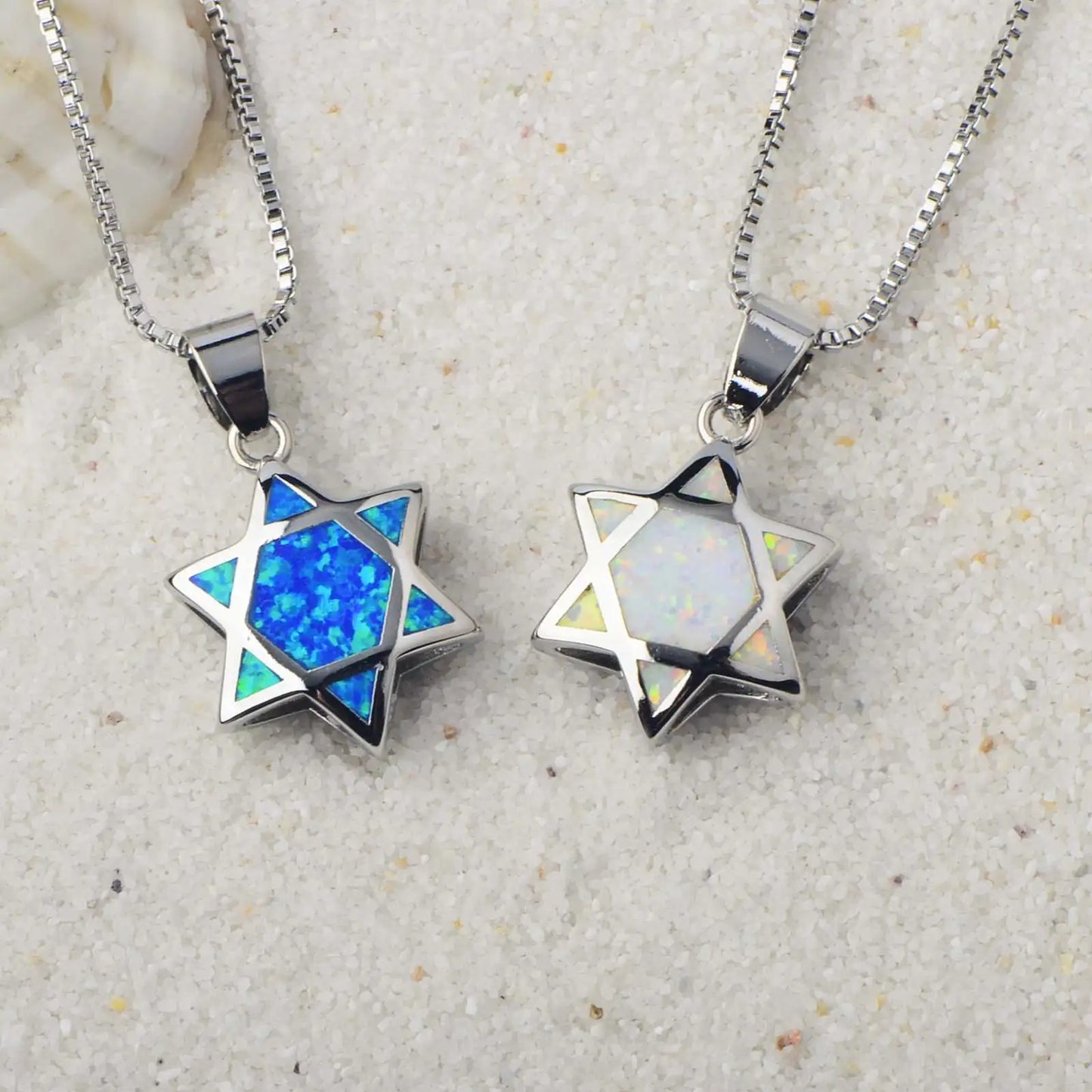 TikTok Hit Luxury Six-Pointed Star Channel Set Opal Charm Necklace Women Brass Silver Plating Trendy Simple Unique Design 45cm