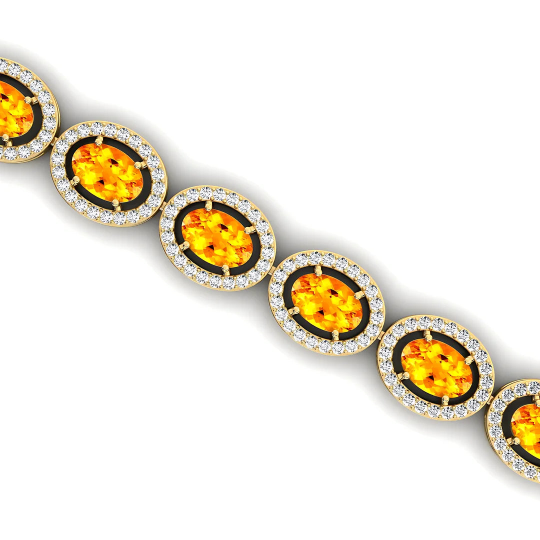 14kt Gold Natural Oval Cut Citrine & Round Diamond Tennis Bracelet Fine Jewelry Wedding Wear Unisexual 2025 Trendy Bracelets RTS