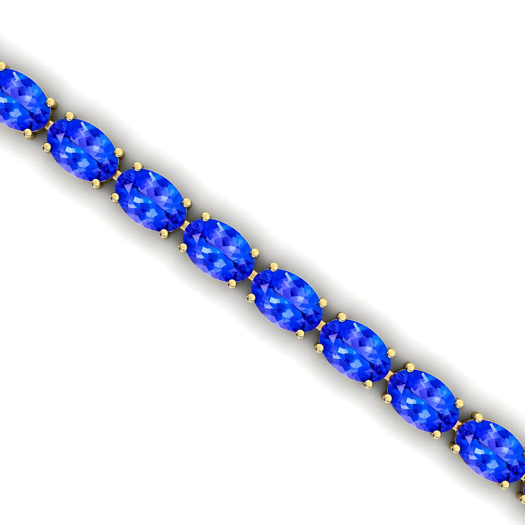 2025 Trendy Design Oval Cut Natural Tanzanite 14k Gold Tennis Bracelets Dainty Elegant Unisexual Tennis Bracelets Wholesaler