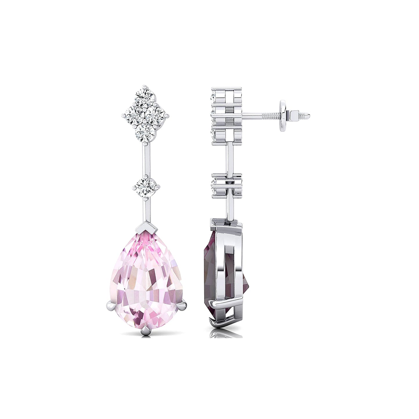Handmade 100% Authentic Natural Morganite Diamonds Earrings For Her 18k Solid Gold Jewelry Cute Party Gift For Her ODM OEM