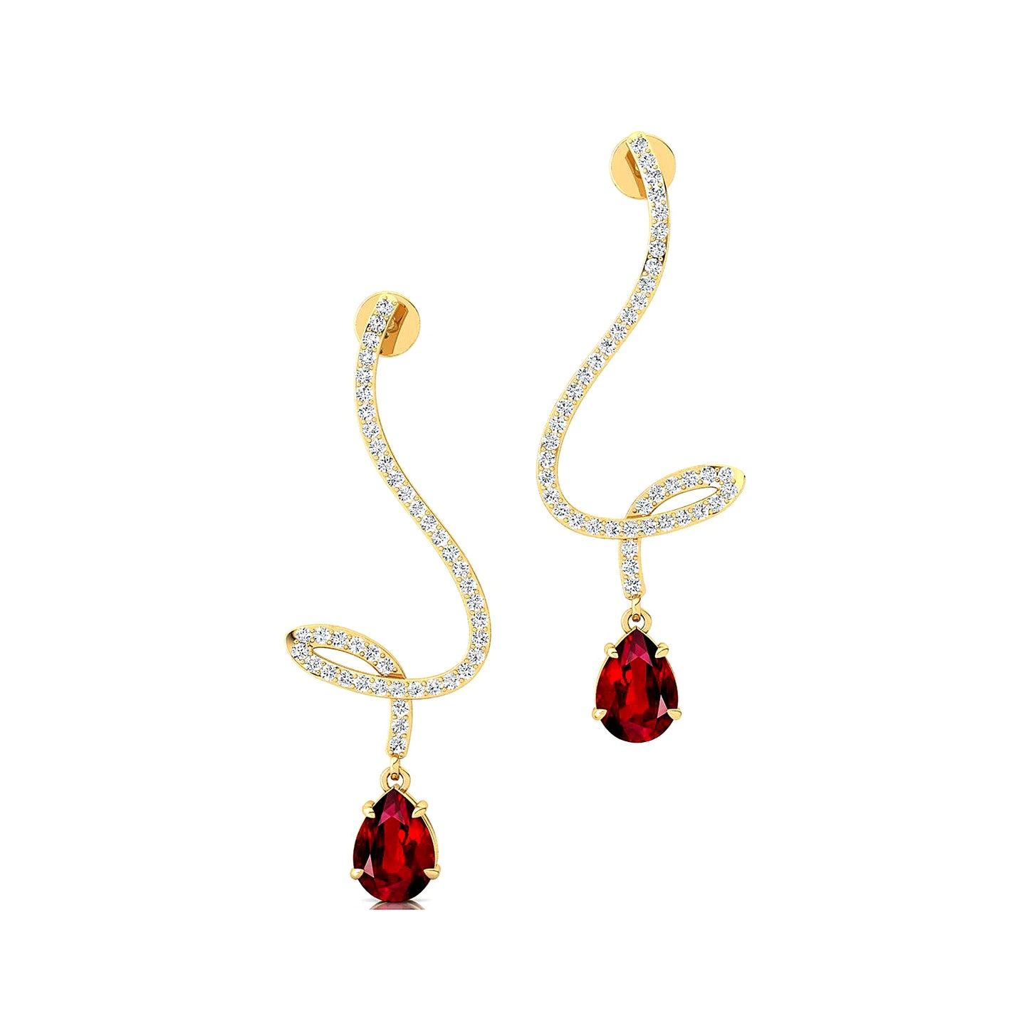 Luxurious Cute Jewelry Lab grown Ruby Gemstone 18k Solid Gold Real Diamonds Dangling Drop Earrings Indian Wedding Gift Jewelry