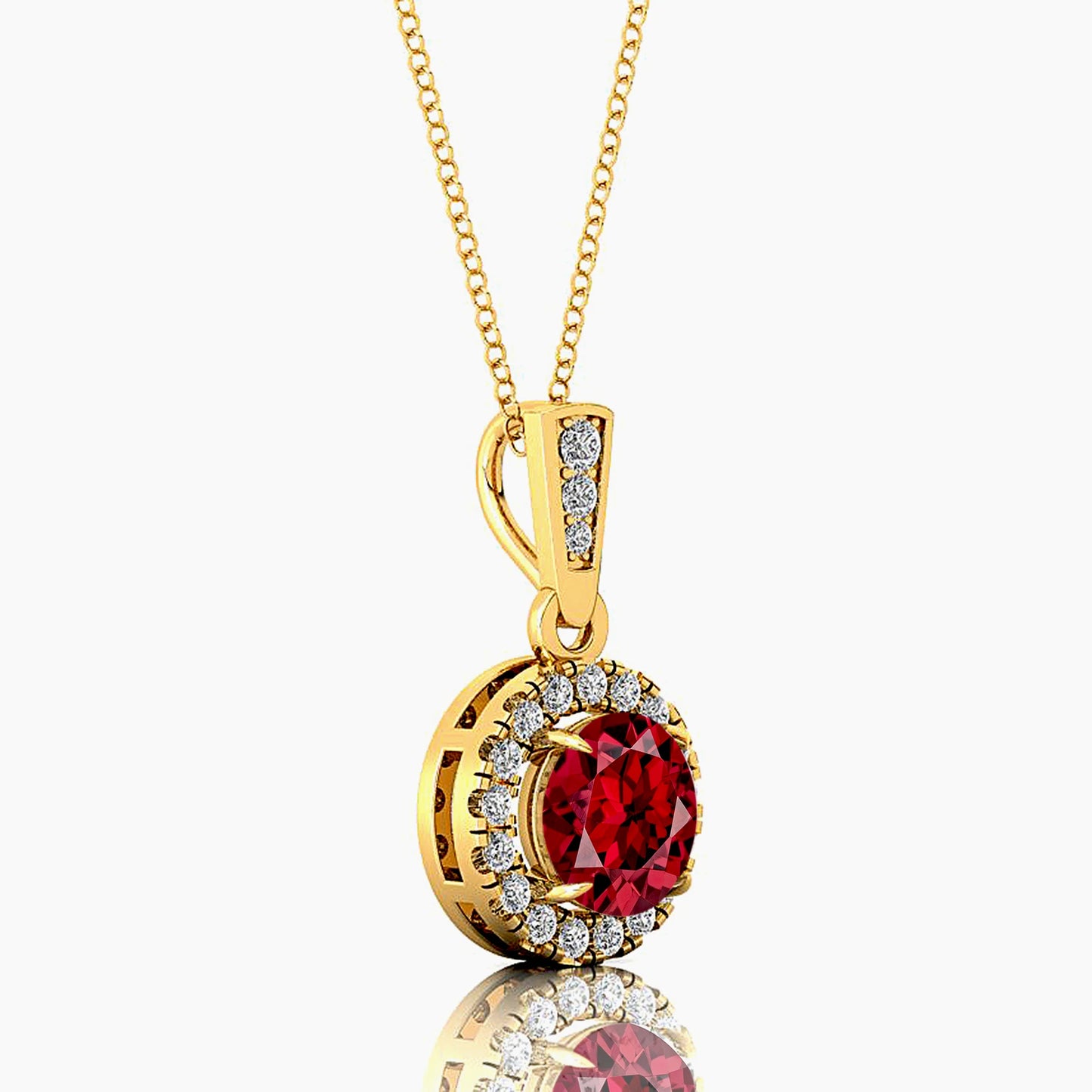 Red Garnet Solitaire Pendant Solid Gold IGI Certified Diamond Fine Jewelry Gemstone Charm Diamond Necklace Cute Engagement