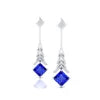 18k Gold Luxury Tanzanite Gemstone Fine Drop Princess Cut Real Diamond Elegant Design Solid Gold Rhodium Plated Cute Style Gift