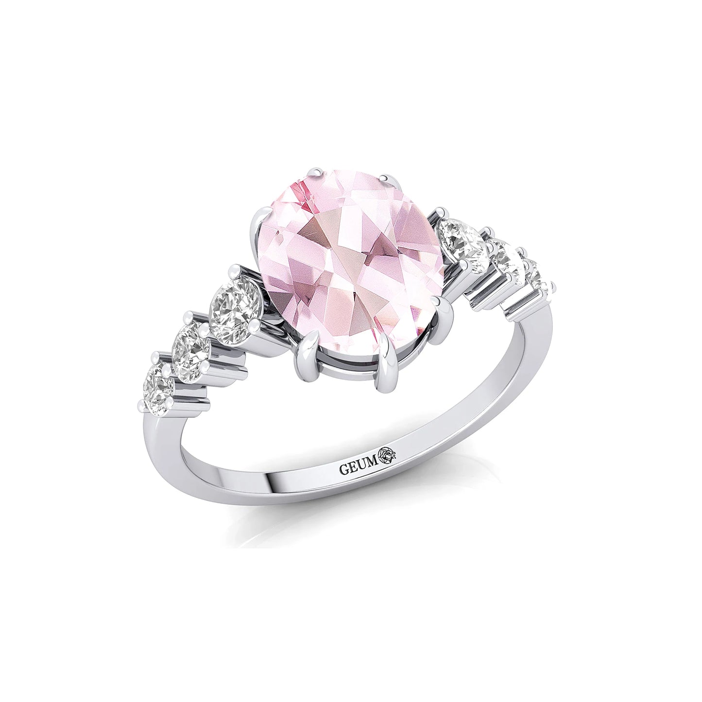 Luxurious 14k Solid Gold Cluster Rings Adorned Natural Morganite Gemstone 0.5ct Accent Diamond Pave Setting Unisex Ring
