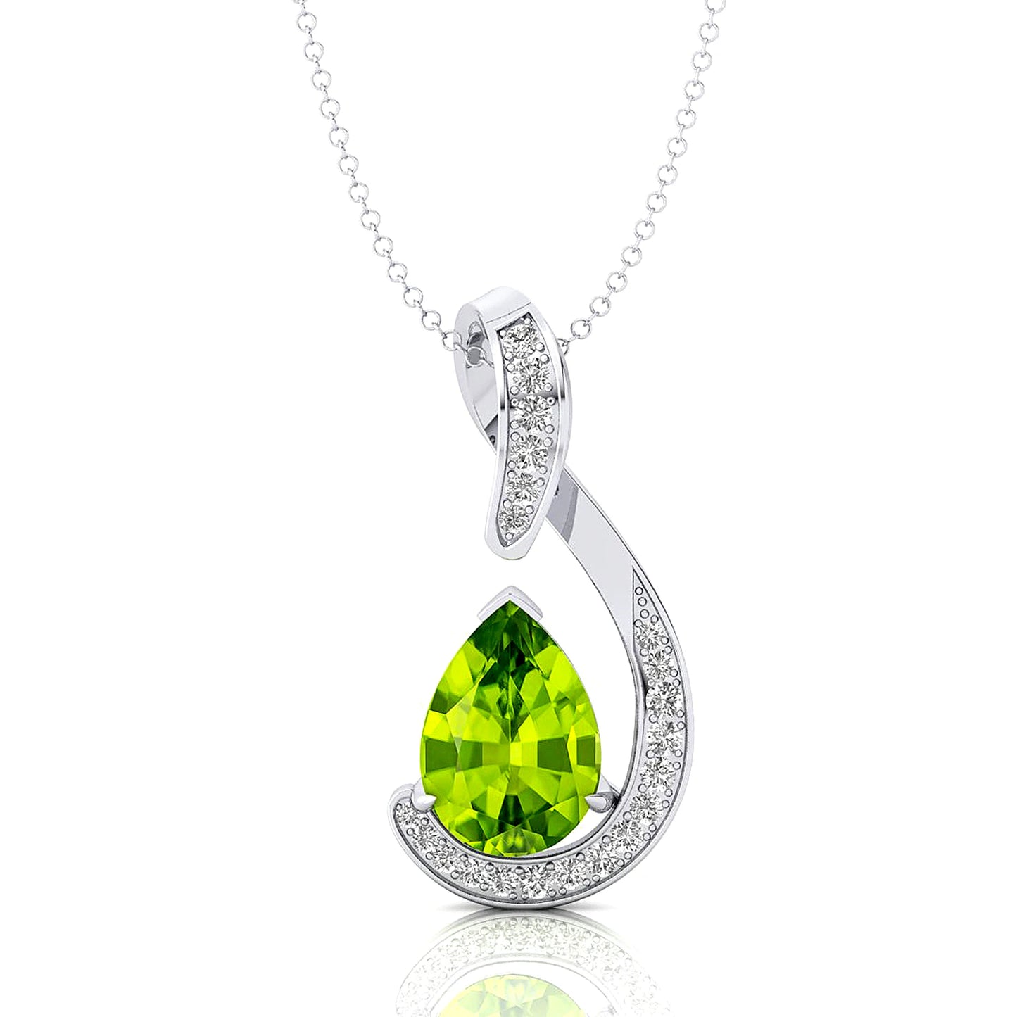 Pear Cut Natural Peridot Gemstone & Real Diamond Charm Pendant in 18K Solid Gold Pendant Custom Bridal Fine Jewelry OEM ODM