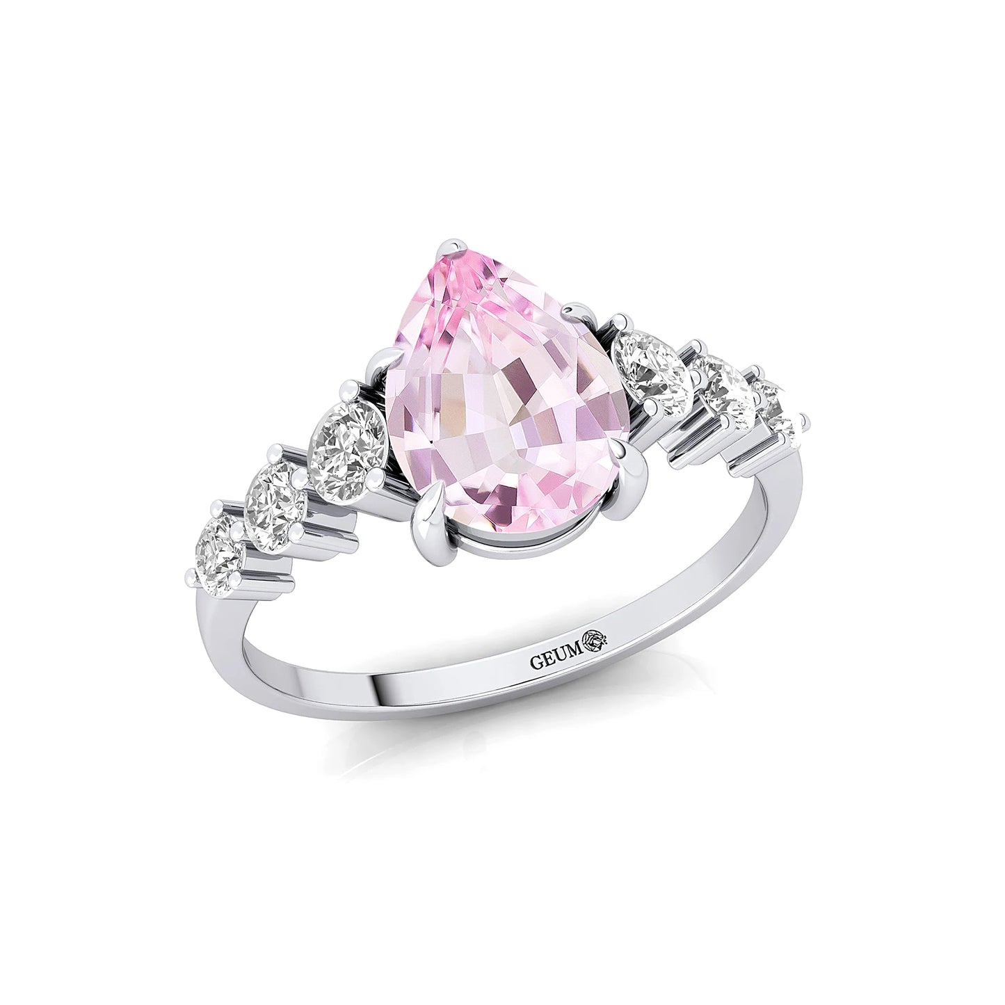 Natural June Birthstone Precious Morganite Gemstone Cluster Rings 14k Solid Gold Natural Certified Diamond Classic Party Jewelry