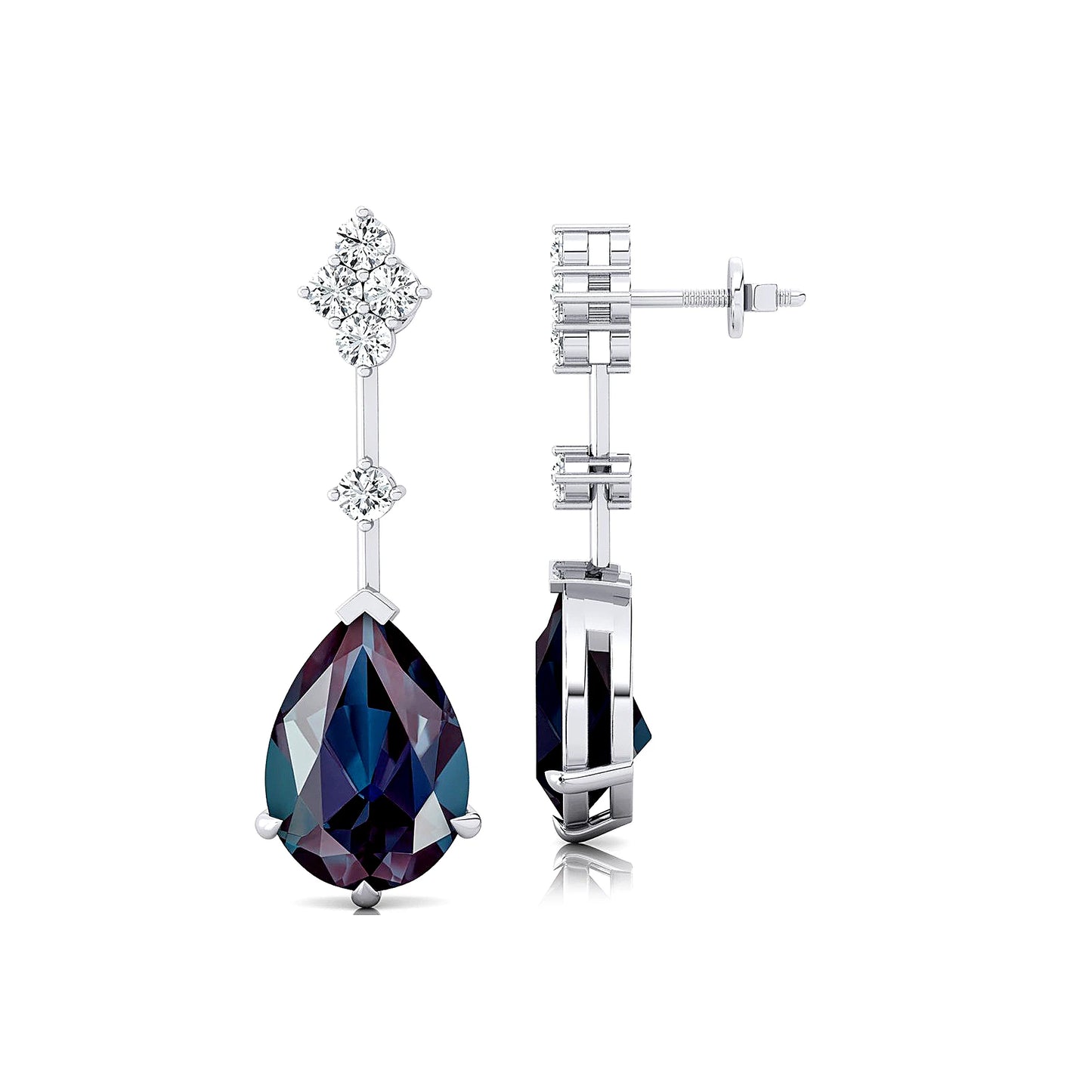 18Kt Solid Gold Trendy Stud Earrings Sets Fabulous Lab Grown Alexandrite Gemstone Real Diamonds Earrings Jewelry For Wife ODM