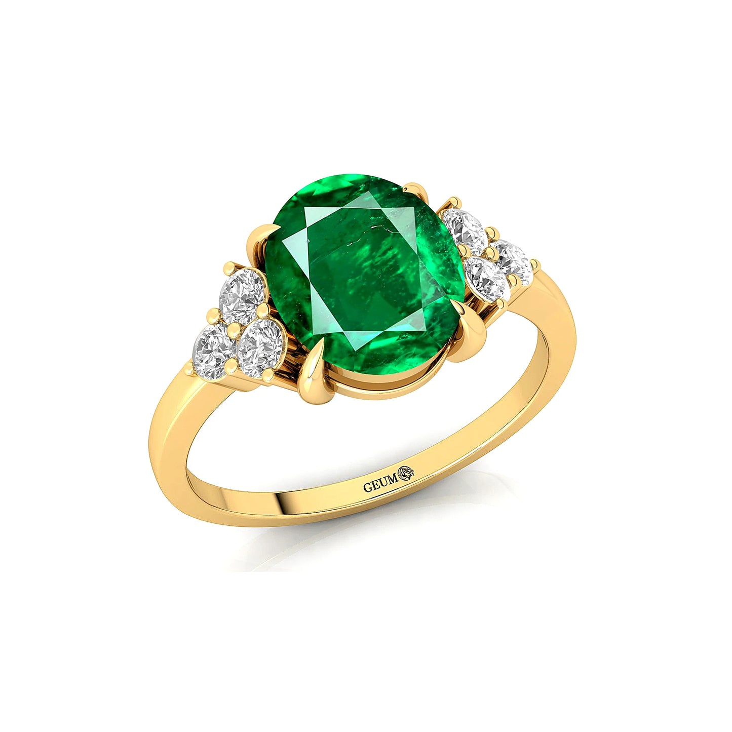 Lab Grown Emerald Gemstone & Diamonds Wedding Engagement Ring0 Antique Design Top Quality 18k Gold Luxury Cluster Rings Party