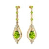 Solid Gold 18Kt Natural Peridot Gemstone Real Diamond Trendy Design Dangle Drop Earrings Cute Wedding Gift Party Rhodium Plated