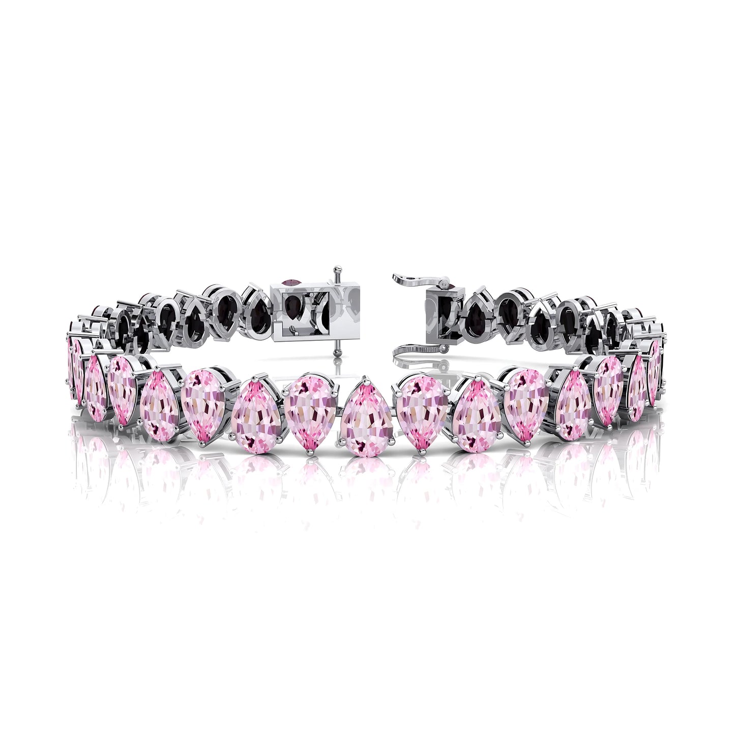 Top-Rated Supplier 14K Yellow Gold Prong Set Natural Pink Morganite Tennis Chain Bracelet Pear Morganite Bridal Tennis Bracelets