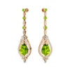 Solid Gold 18Kt Natural Peridot Gemstone Real Diamond Trendy Design Dangle Drop Earrings Cute Wedding Gift Party Rhodium Plated