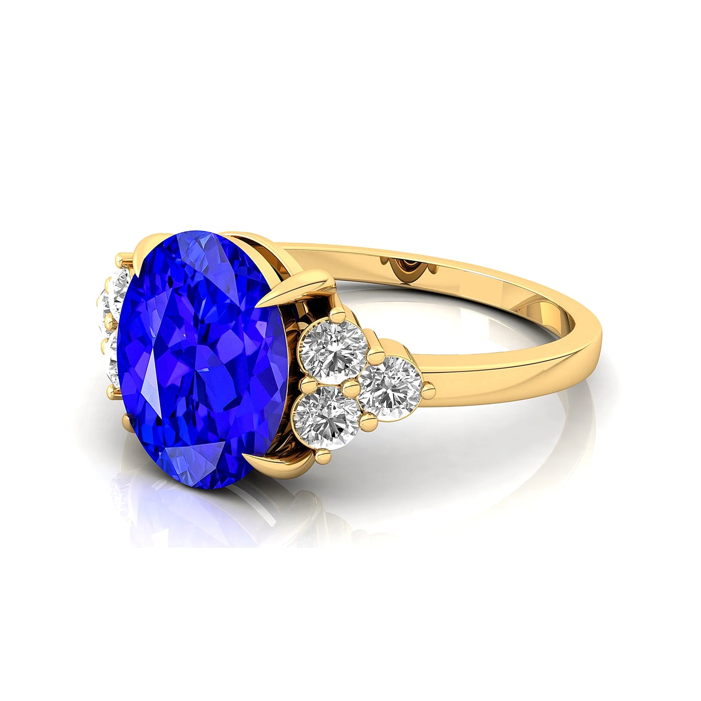 New Arrival Classic Minimalist Oval Shaped Natural Tanzanite Gemstone Real Diamond Halo Solitaire Wedding Rings 14k Solid Gold