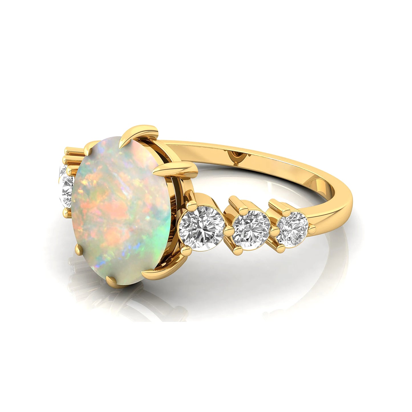Genuine Natural Diamond Cluster Ring Ethiopian Opal Gemstone Solid 18k White/Yellow/Rose Gold Classic Wedding Fine Jewelry OEM
