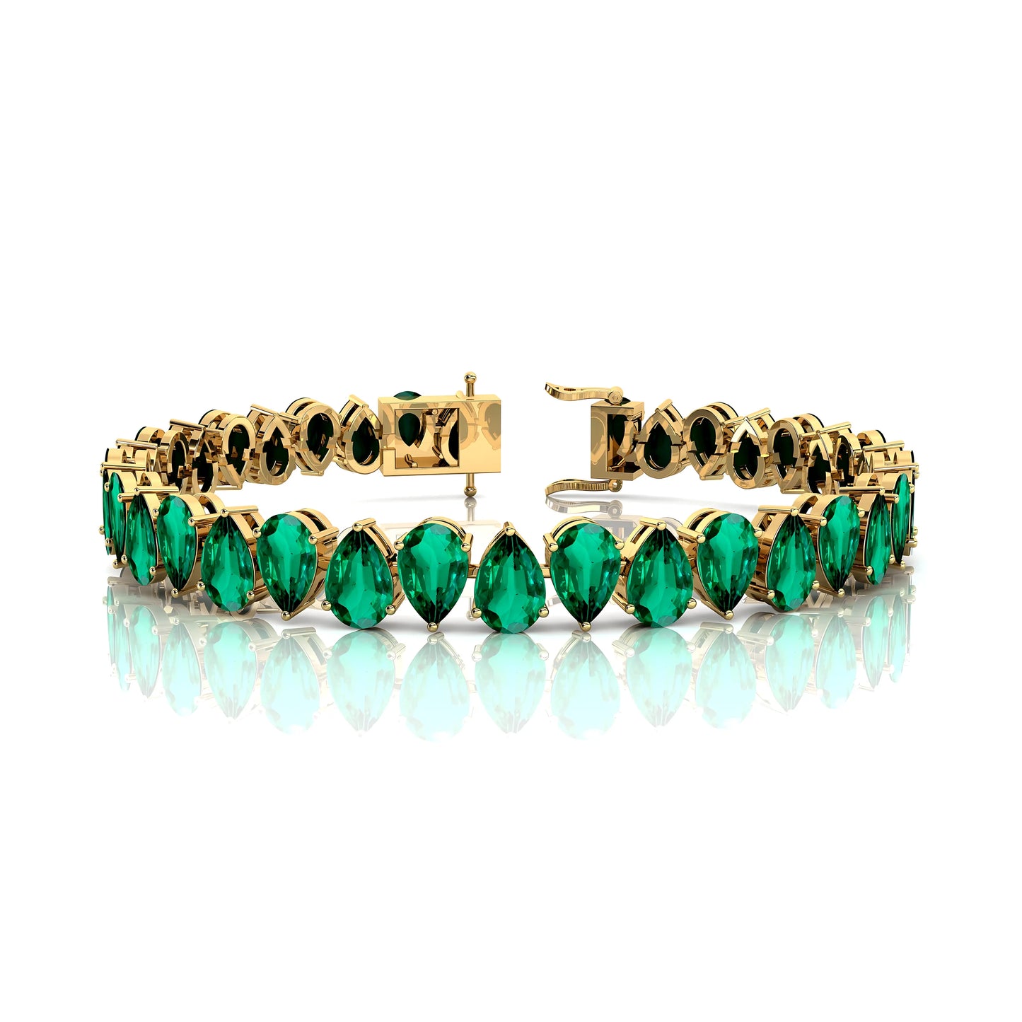 2025 Hot Selling Pear Cut Green Emerald Tennis Bracelet Women Fine Jewelry 10K 14K 18k Gold Link Chain Tennis Bracelet RTS