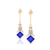 18k Gold Luxury Tanzanite Gemstone Fine Drop Princess Cut Real Diamond Elegant Design Solid Gold Rhodium Plated Cute Style Gift