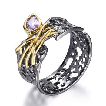Engagement Wedding Black Plated 925 Silver Jewelry Ring Supplier