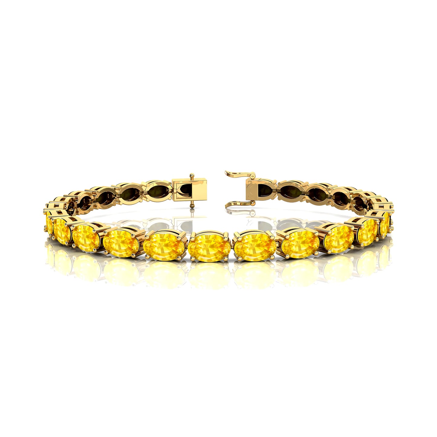 Hot Selling Trending Design Women's Tennis Bracelet Geometric Oval Shape Sparkling Yellow Sapphire Iced Out Tennis Bracelets RTS