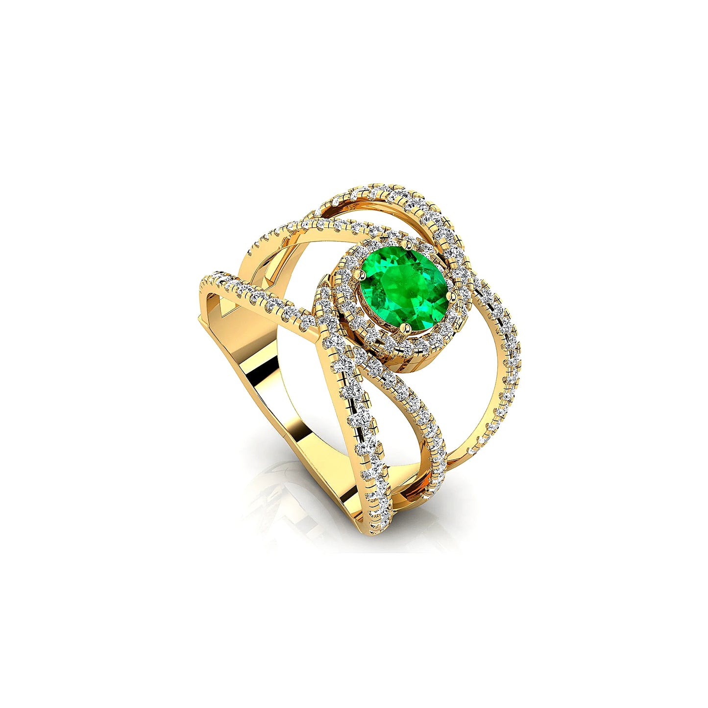 18Kt Solid Gold Luxurious Engagement Rings Lab Grown Emerald Gemstone Natural White Diamonds Halo Solitaire Ring Gift For Her