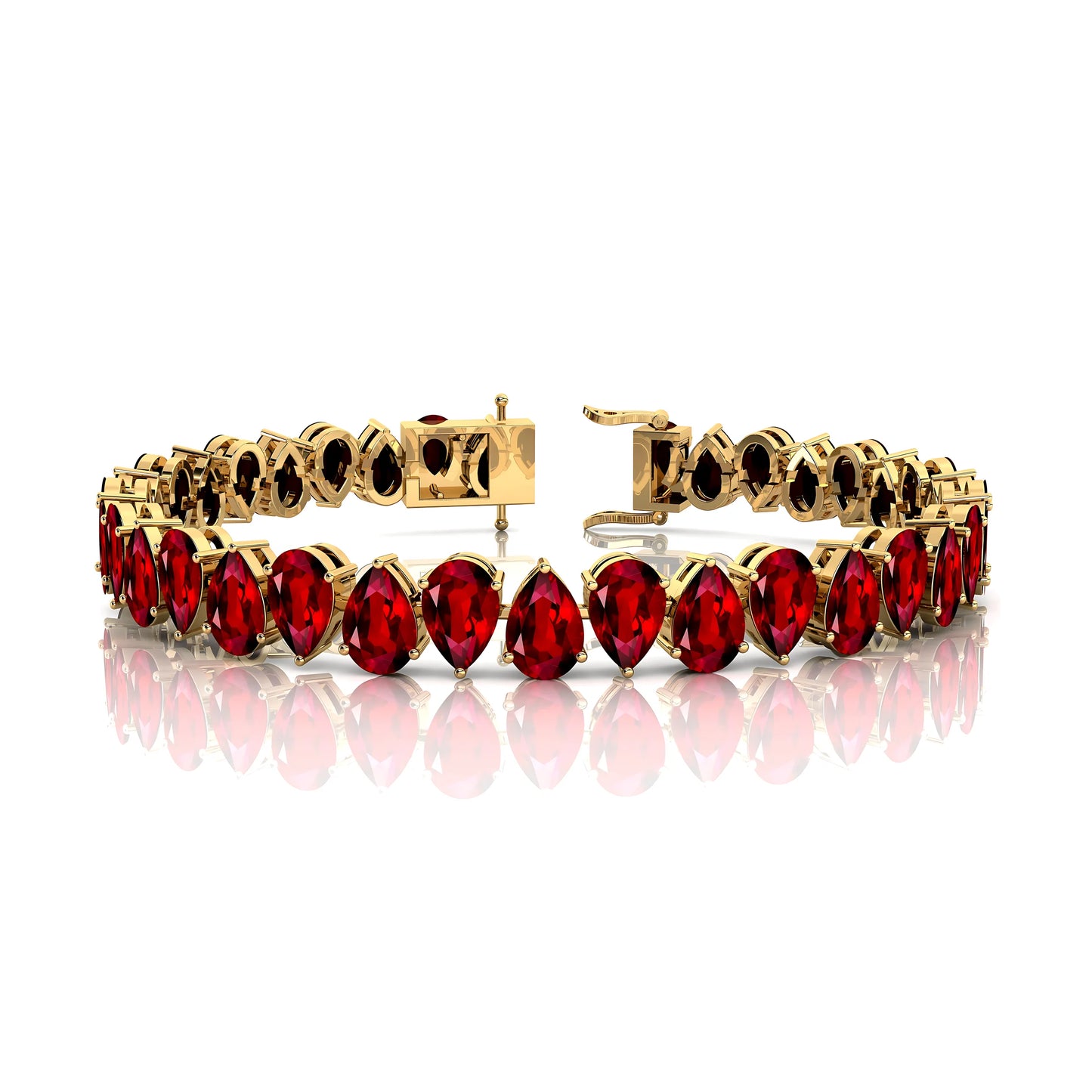 14K Gold 6*4 Pear Cut Ruby Precious Gemstone Tennis Bracelet Handmade Engagement Wedding Gift Geometric Luxury Tennis Bracelets