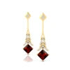 Natural Red Garnet Gemstone & Real Diamond Dangle Drop Earrings Solid Gold Certified Cute Style for Wedding Party or Gift