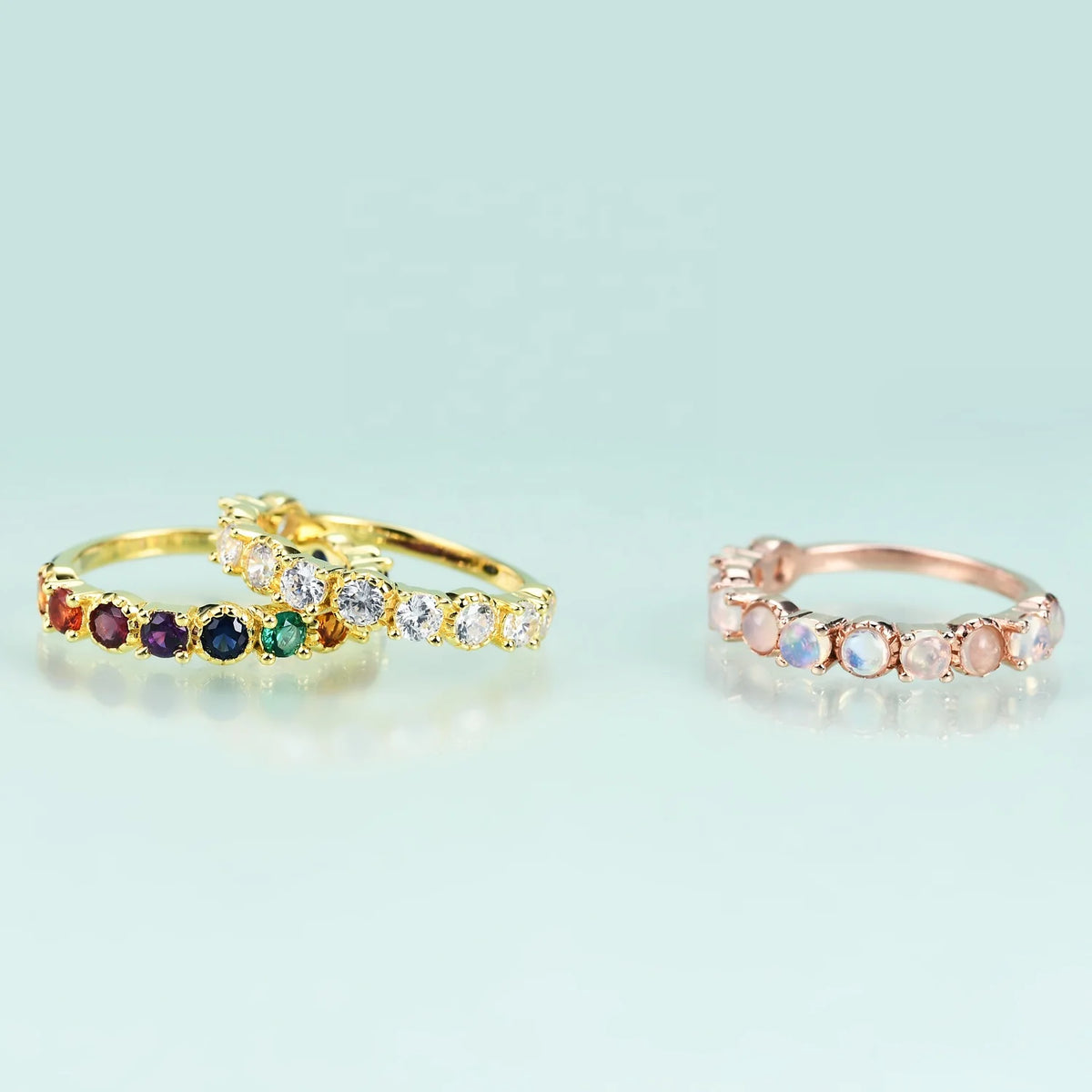 ArtistA OL0953R Abiding Factory 925 Sterling Silver Colorful Jewelry Cz Opal Gemstone Stackable Eternity Band Ring for Girls
