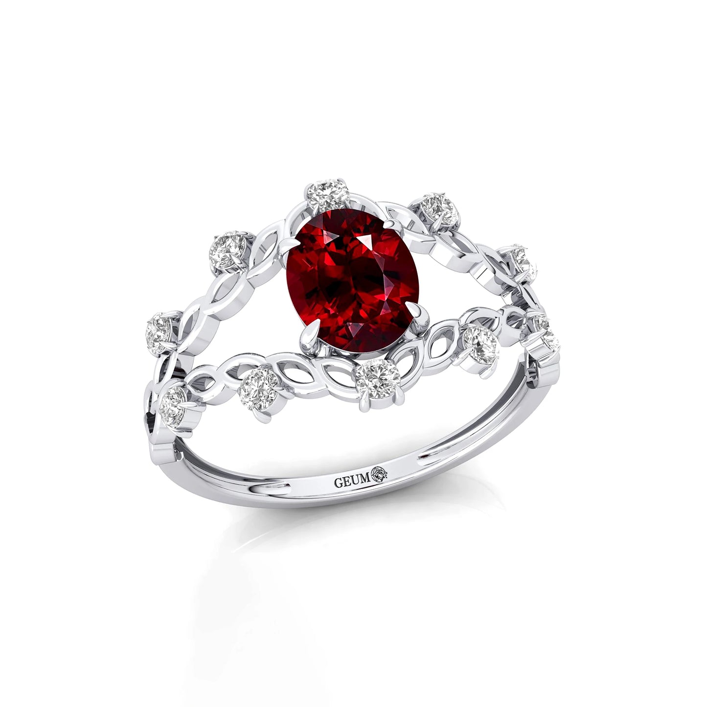 Red Garnet Oval Cut January Birthstone Luxurious Dainty Wedding Rings 14k Solid Gold Adorned Natural Diamond Classic Bulk OEM