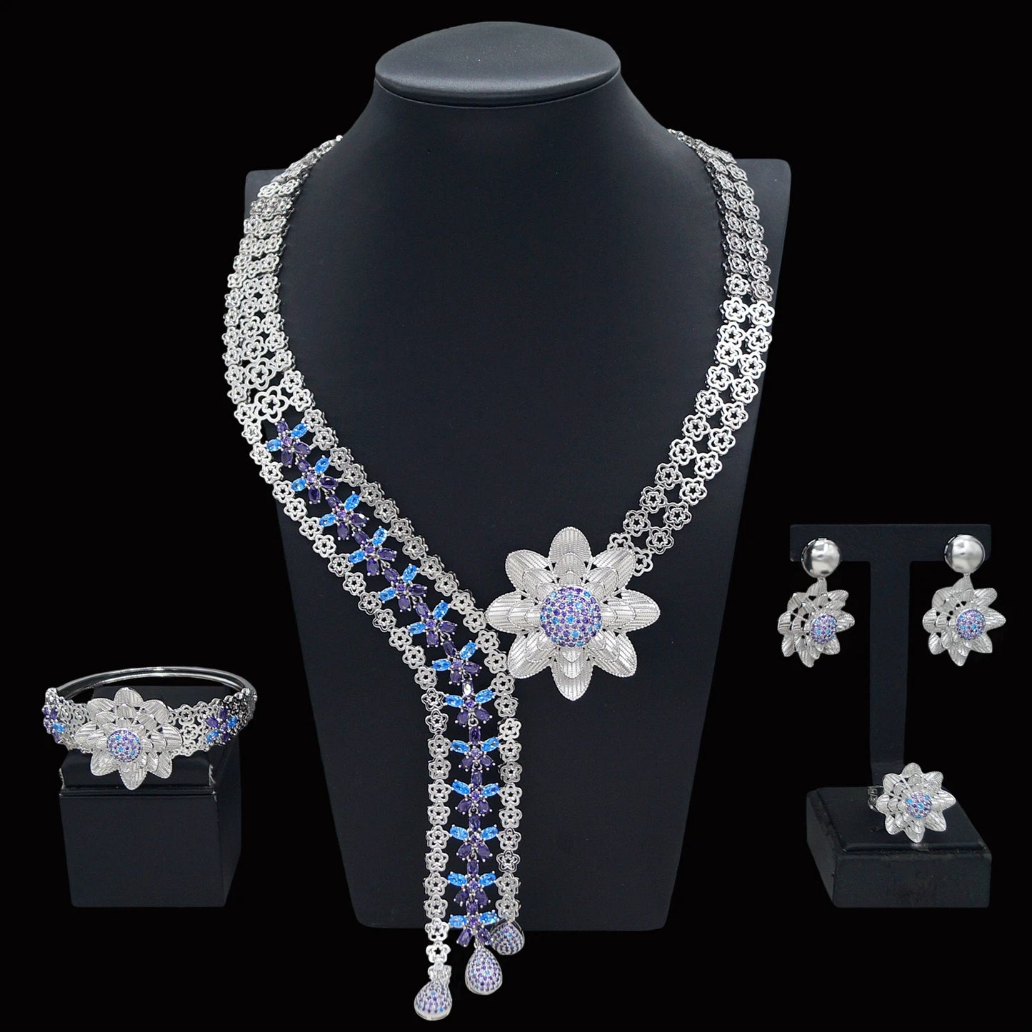 Zhuerrui New Design Sense Jewelry Set American High-end Diamond Series Ladies Classic Inheritance Wedding Four SetsHZ24742182