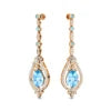 Solid Gold Women's Dangle Drop Earrings Natural Aquamarine Real White Diamond Wedding Engagement Party Gift Bulk ODM Rhodium
