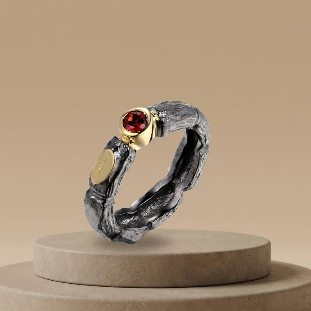 Thailand Design  Fashion Handmade Jewelry Garnet Ring in Silver Jewelry