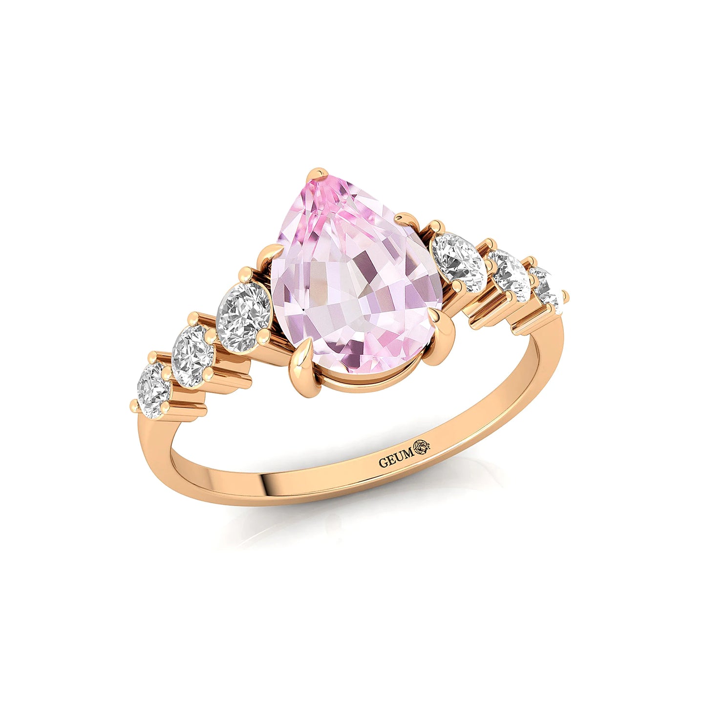 Natural June Birthstone Precious Morganite Gemstone Cluster Rings 14k Solid Gold Natural Certified Diamond Classic Party Jewelry