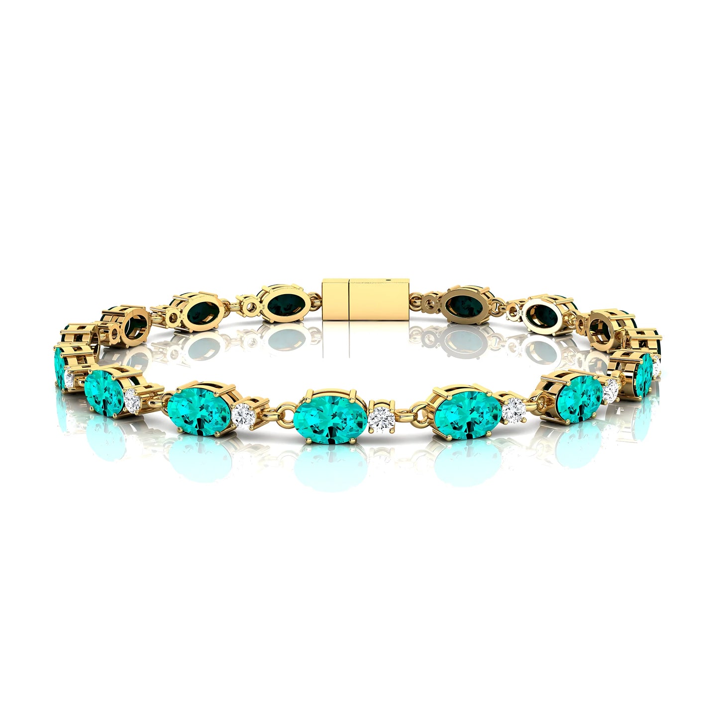 Luxurious 14K Gold Lab Grown Paraiba Tourmaline Tennis Bracelet 2025 Daily Wear Unisex Fine Jewelry Tourmaline Tennis Bracelets