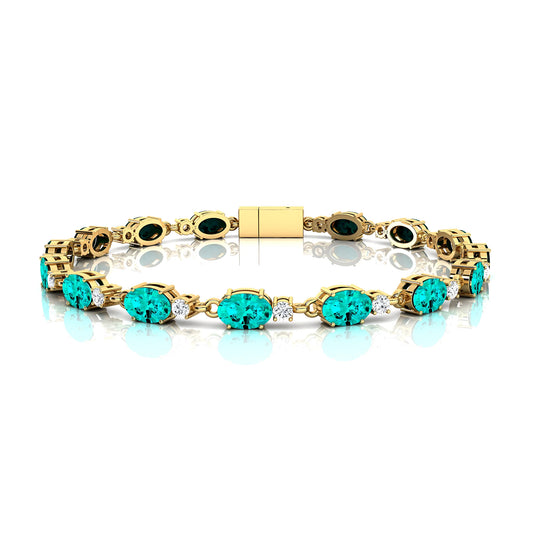 Luxurious 14K Gold Lab Grown Paraiba Tourmaline Tennis Bracelet 2025 Daily Wear Unisex Fine Jewelry Tourmaline Tennis Bracelets