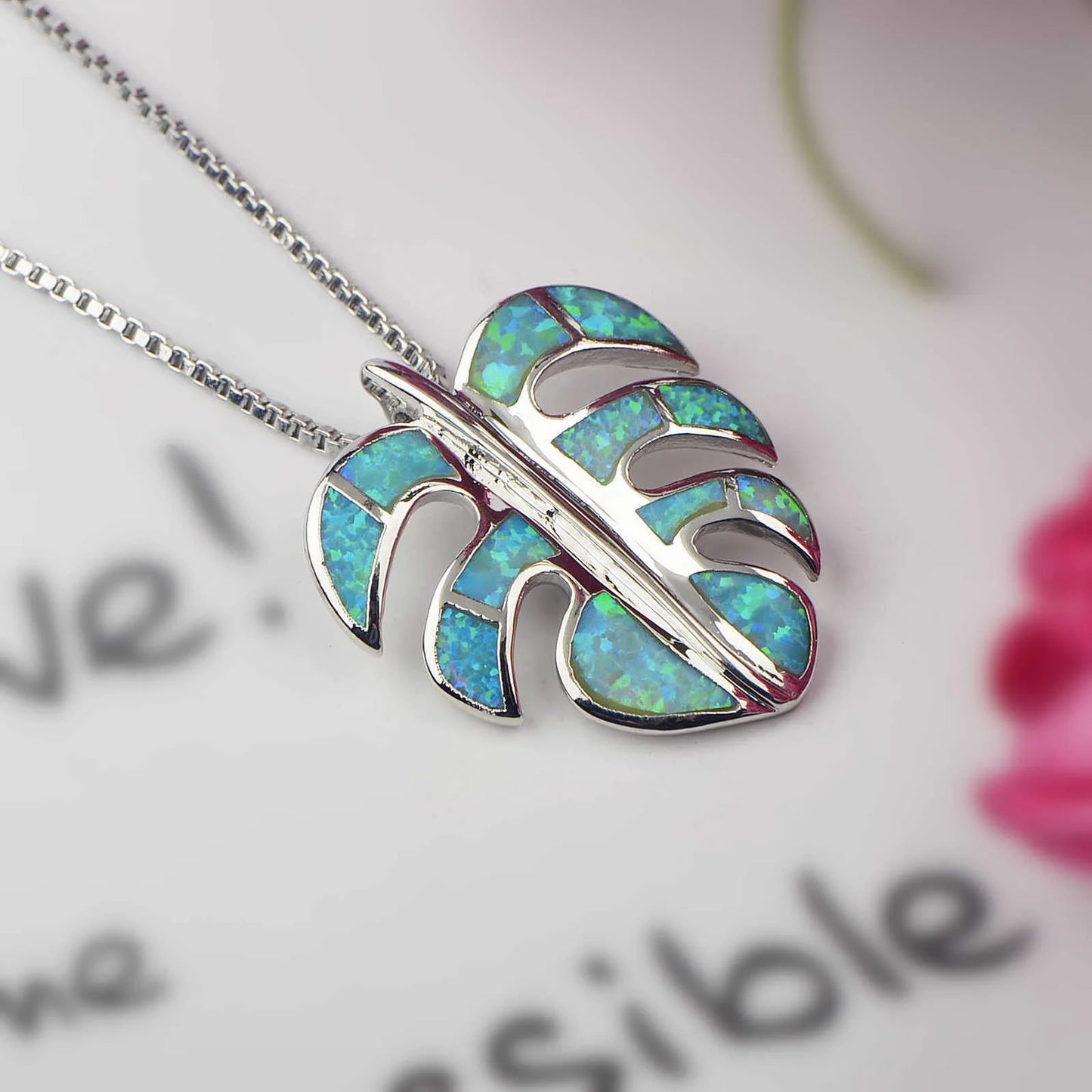 Tiktok Ins Women's Fashion Hawaiian Green Opal Turtle Back Leaf Necklace Silver Plated Brass Casual/Sporty Pendant