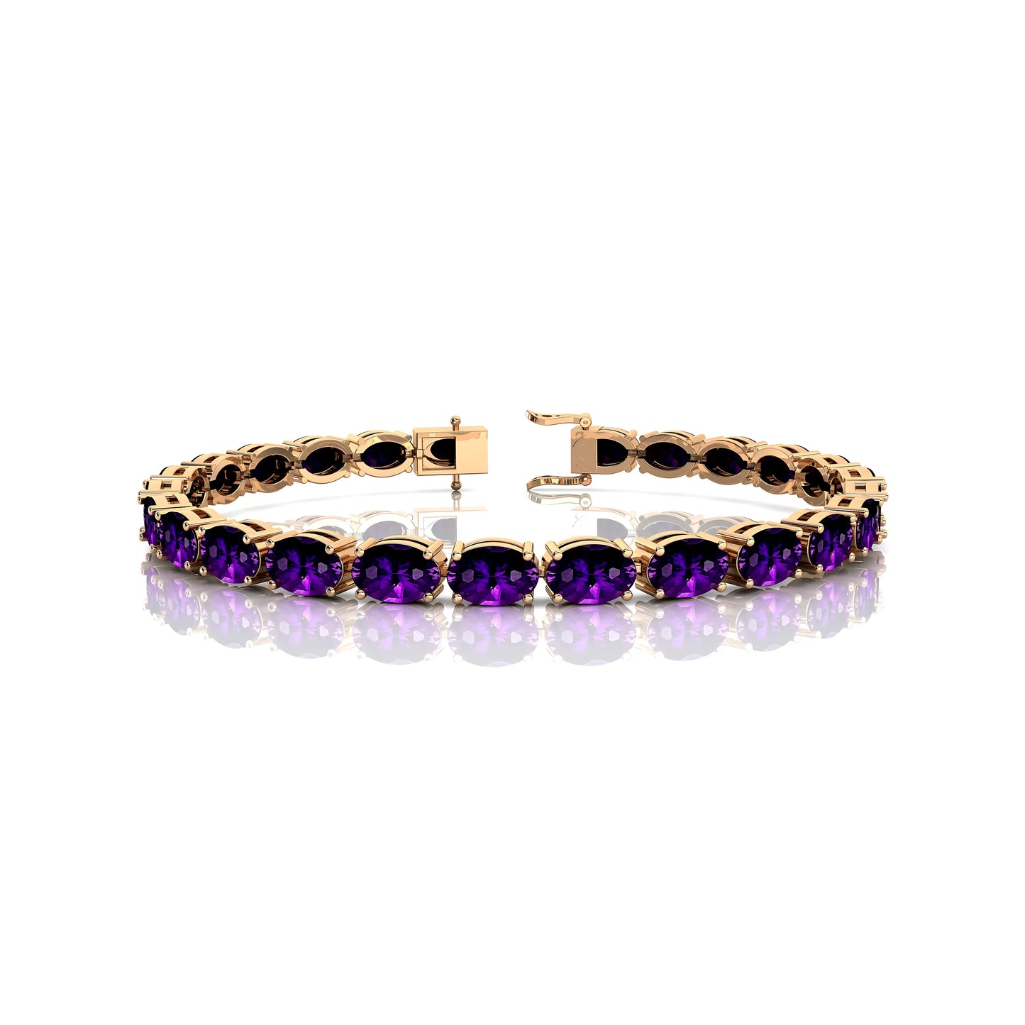 High Quality Oval Shape Purple Amethyst Tennis Bracelet for Women Light Weight Luxury Design Natural Gemstone Tennis Bracelets
