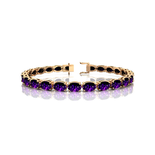 High Quality Oval Shape Purple Amethyst Tennis Bracelet for Women Light Weight Luxury Design Natural Gemstone Tennis Bracelets