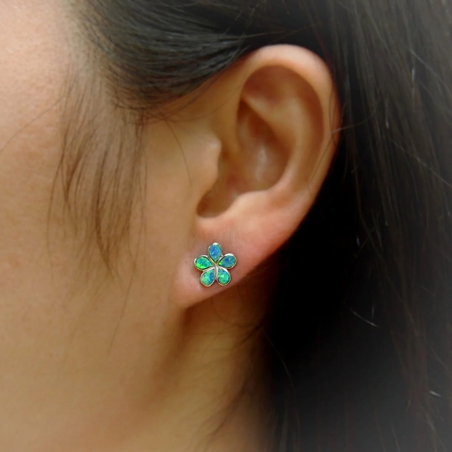 Best-Selling Christian Summer Hibiscus Stud Earrings for Women Silver Plated Flower Design Cute Gift