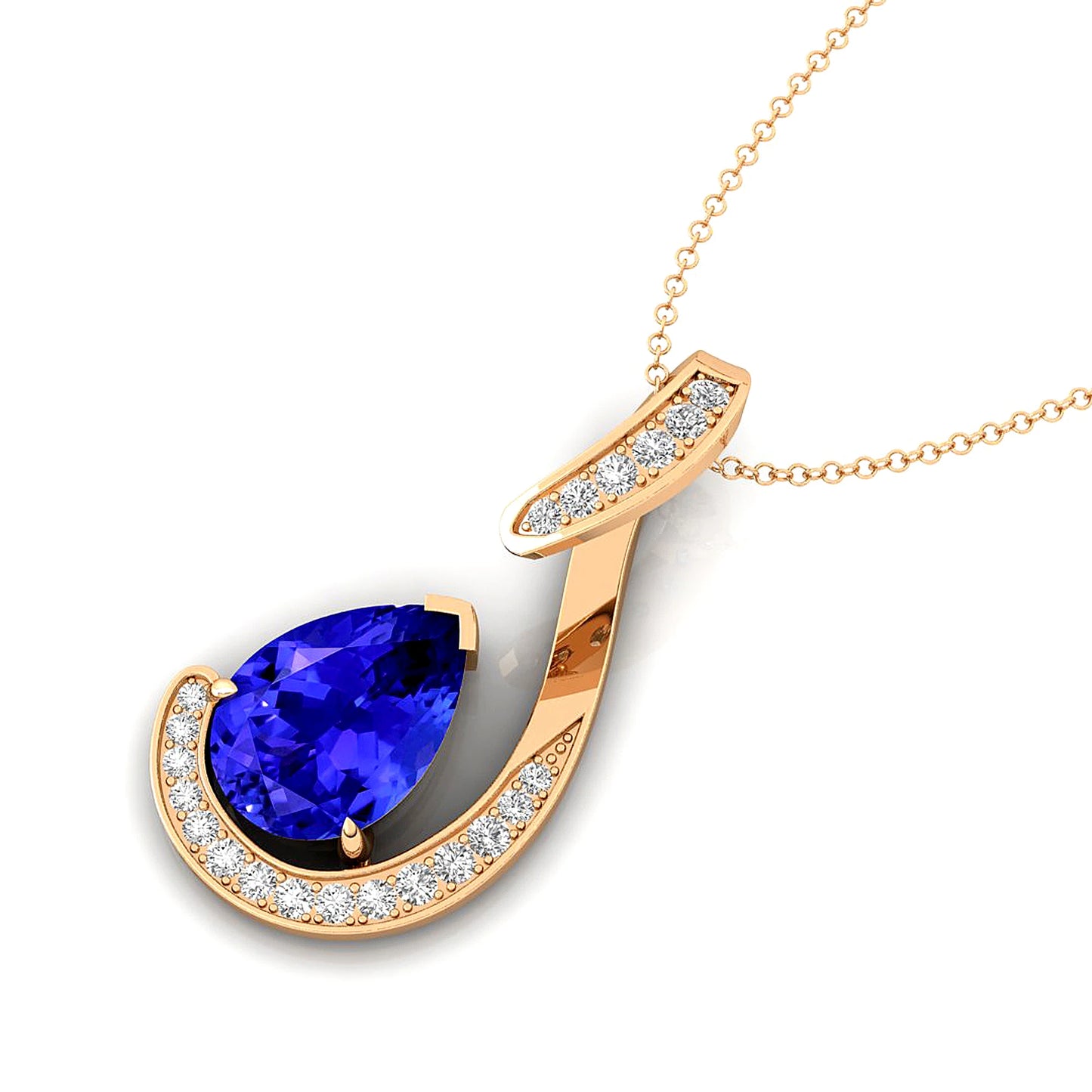 Exquisite Angel Tears Fashionable Natural Tanzanite Gemstone Necklace in 14k Solid Gold With Genuine IGI Certified Diamonds OEM