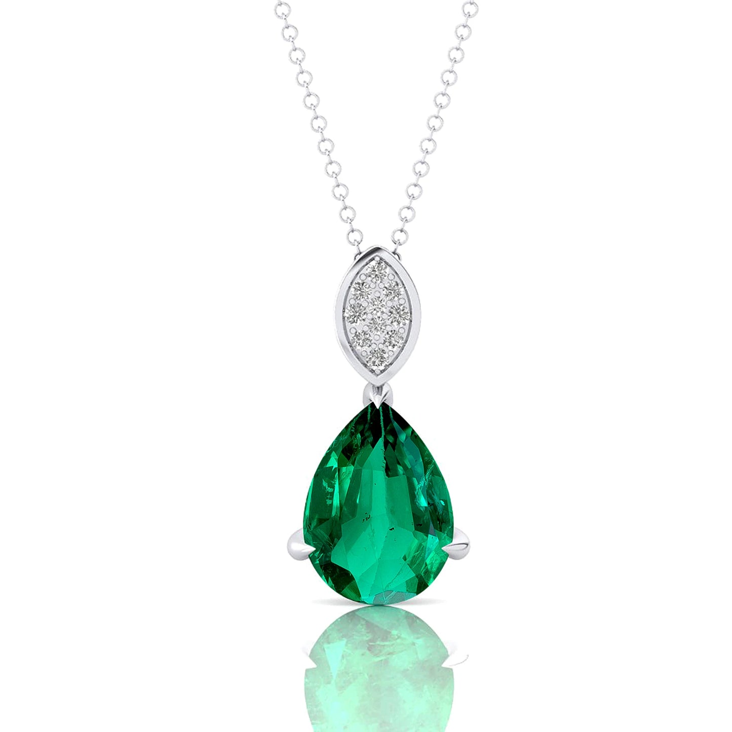 Timeless Design Lab Grown Emerald Pear Shape Prong Setting Cute Style 18k Yellow Gold Jewelry Diamond Pendant Wedding Gift