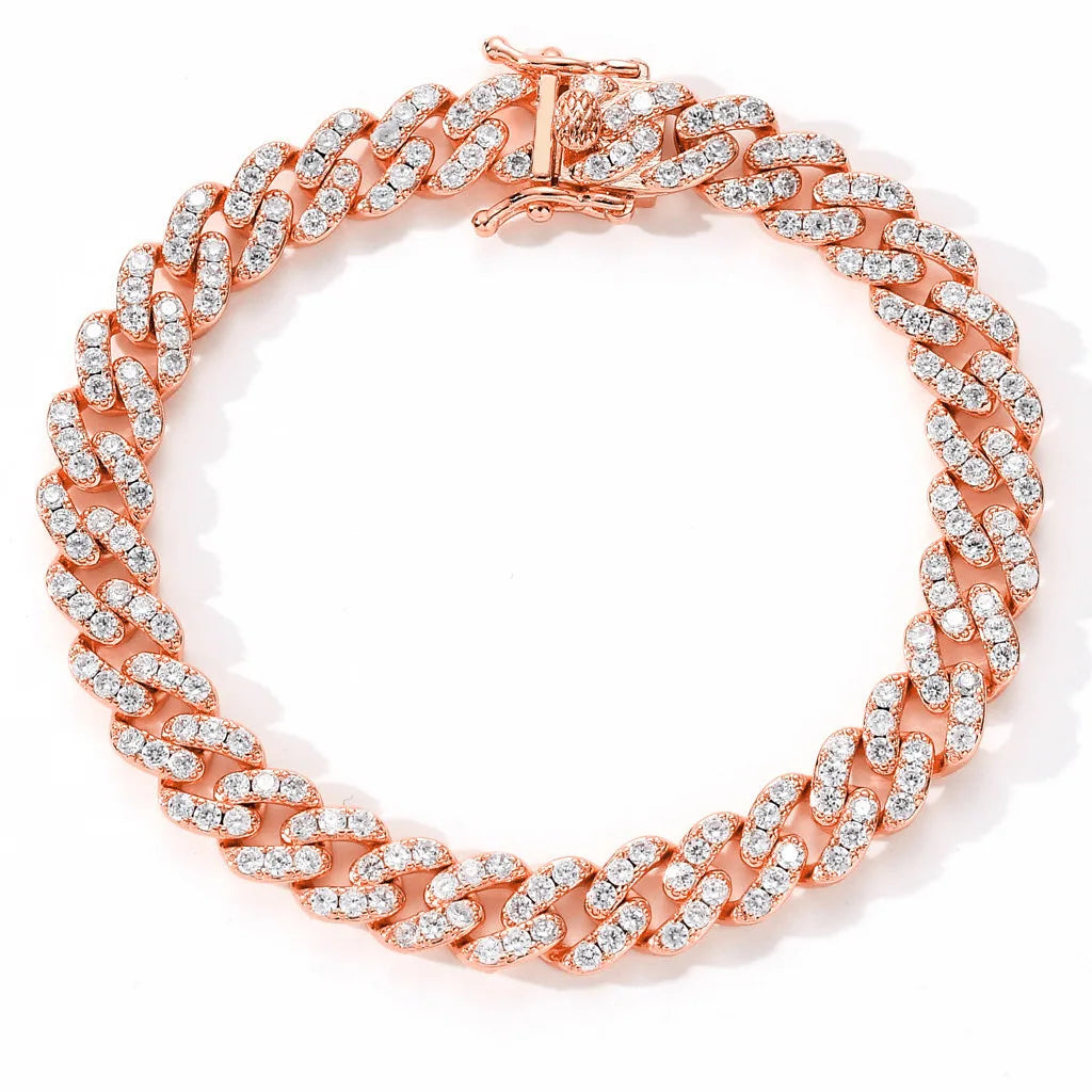 9mm Iced Out Cuban Bracelet Single Row 5A Zircon Hip Hop Jewelry for Men Women Fashion Bacelet Wholesale