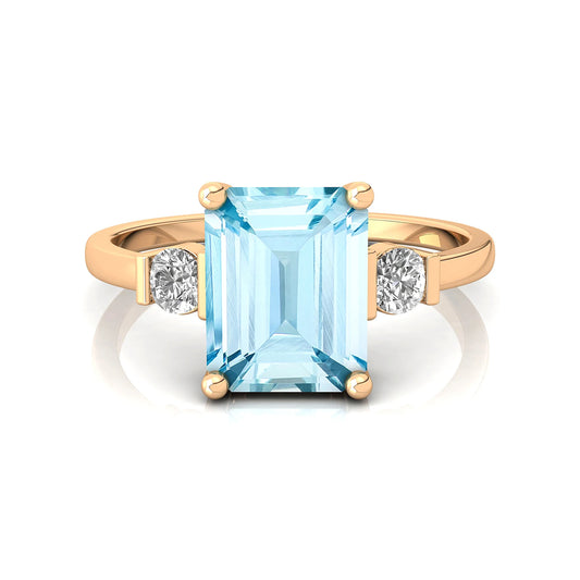 Aquamarine Engagement Ring Vintage 18k Gold March Birthstone Wedding Cluster Natural Diamond Women Party Drop Shipping