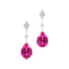 18k Solid Gold Fine Jewelry Pear Cut Lab Grown Pink Sapphire Gemstone & Real Diamonds Earrings Rhodium Plated Jewelry For Wife