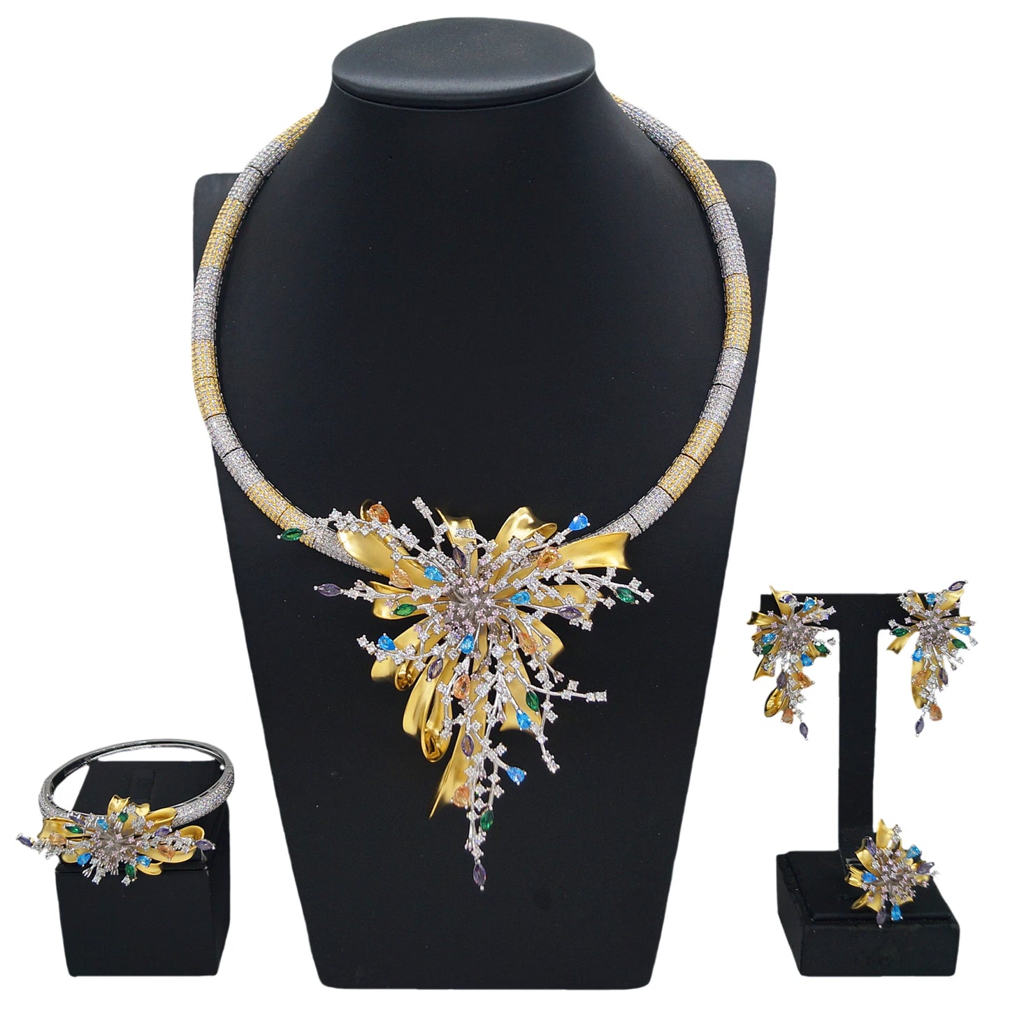 Zhuerrui New Design Sense Jewelry Set American High-end Diamond Series Ladies Classic Inheritance Wedding Four SetsHZ24740209