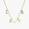 High Quality 9K Solid Gold Natural Diamond Studded LOVE Letter Necklace 32 Diamonds 0.12 Carat Custom Made Luxury Romantic Charm
