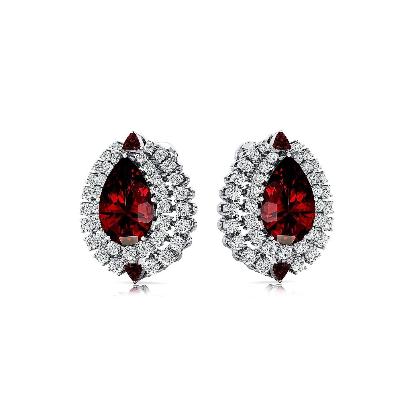 Natural 18k Solid Gold & Real Diamond Halo Solitaire Stud Earrings with Garnet Gemstone Cute Party Jewelry for Women Bulk Price