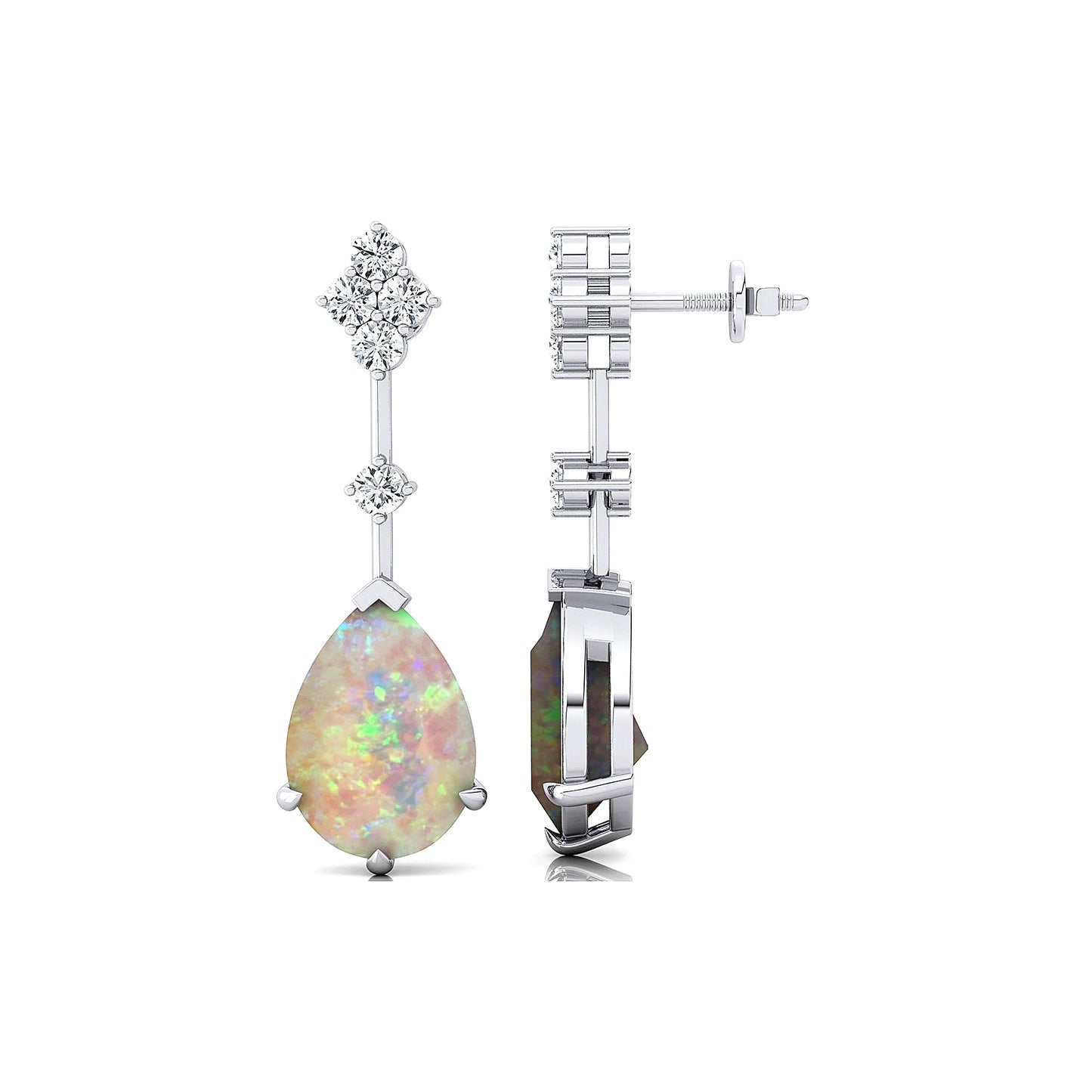 Luxurious Natural Ethiopian Opal Gemstone Real Diamonds Stud Earrings 18k Solid Rose Gold Cute Earrings For Women Bulk ODM Price