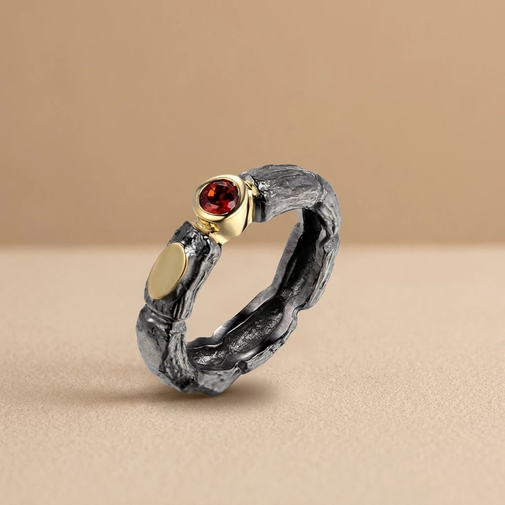 Thailand Design  Fashion Handmade Jewelry Garnet Ring in Silver Jewelry