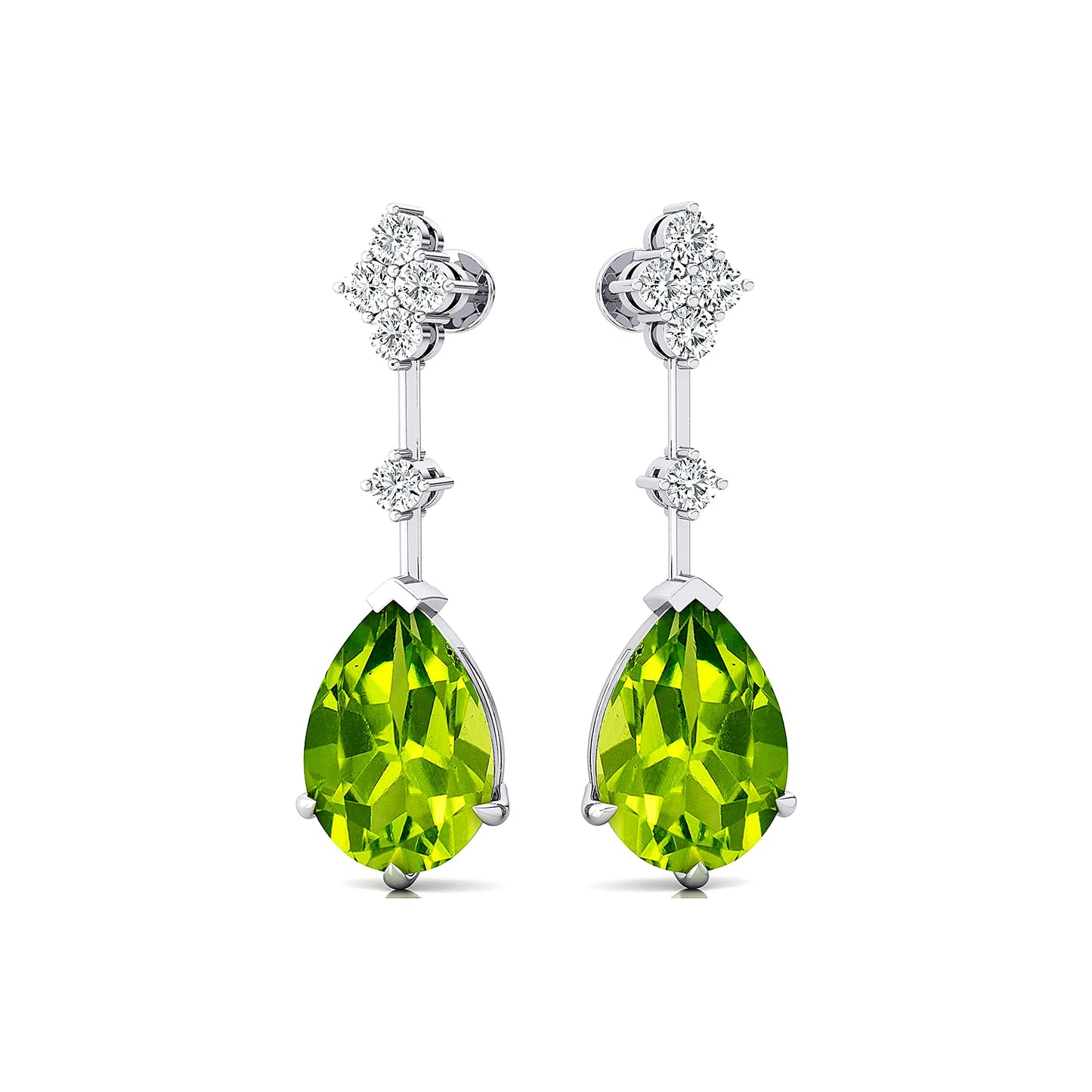 Cute Dainty Stud Earrings 18k Solid Gold Natural Peridot Gemstone Certified Real Diamonds Drop Earrings For Women Anniversary